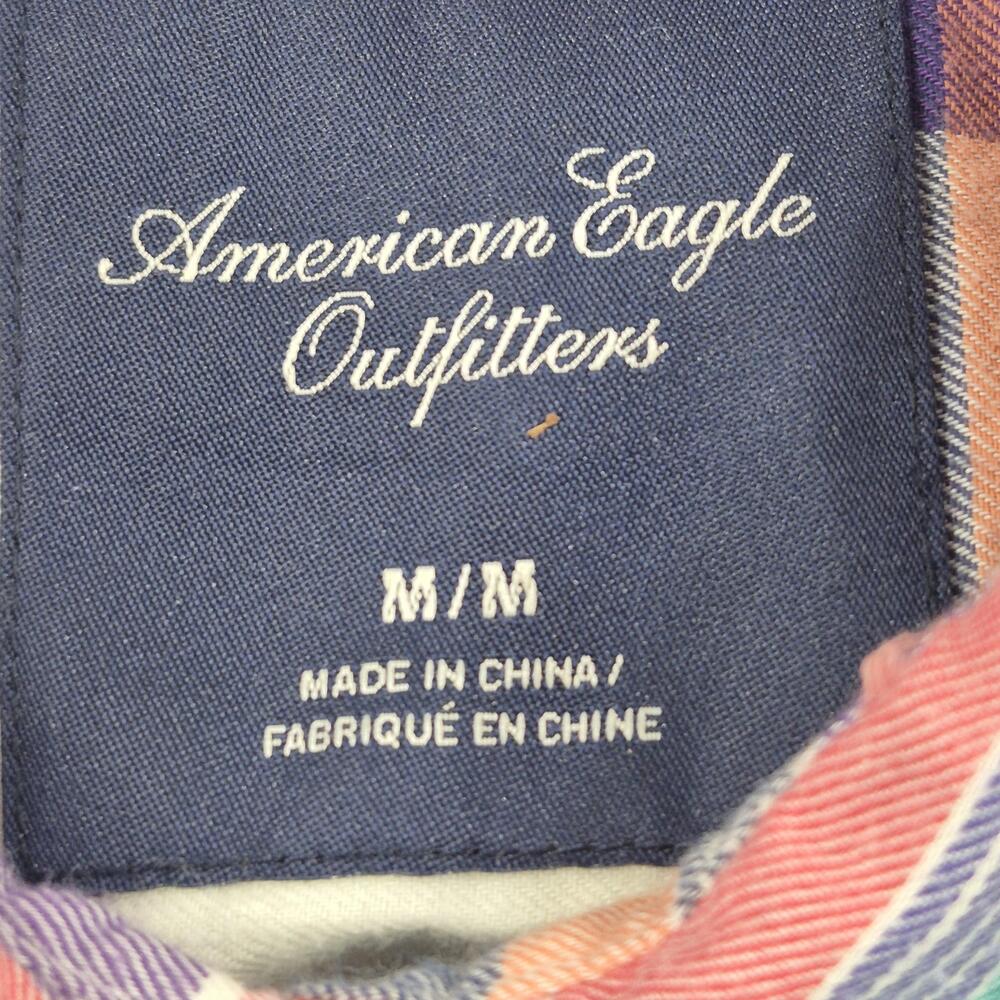 American Eagle Outfitters Shirt Womens Medium Plaid Snap Front Long Sleeve - Picture 7 of 10